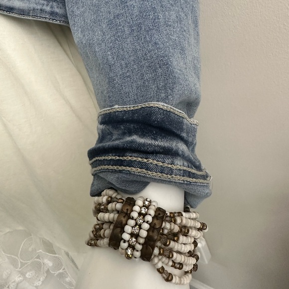 multi strand, beaded necklace, silver gold, with matching bracele - Picture 3 of 17